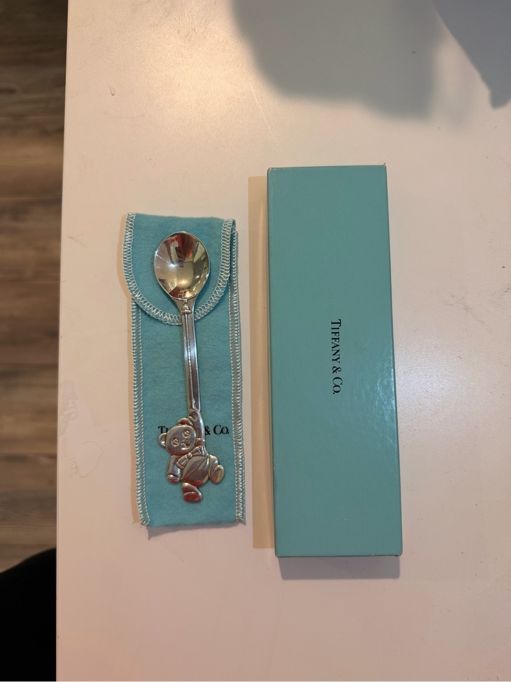 Tiffany & Co. Silver Baby Teddy Bear Spoon (c. 1991) with Original Box and Pouch